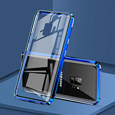 Coque Rebord Bumper Luxe Aluminum Metal Miroir 360 Degres Housse Etui M02 pour Samsung Galaxy S9 Bleu