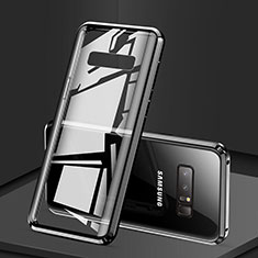 Coque Rebord Bumper Luxe Aluminum Metal Miroir 360 Degres Housse Etui M03 pour Samsung Galaxy Note 8 Noir