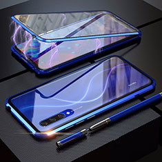 Coque Rebord Bumper Luxe Aluminum Metal Miroir 360 Degres Housse Etui M03 pour Xiaomi Mi A3 Bleu