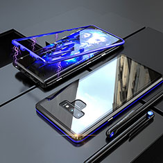Coque Rebord Bumper Luxe Aluminum Metal Miroir 360 Degres Housse Etui M04 pour Samsung Galaxy Note 9 Bleu