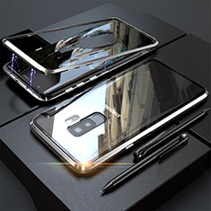 Coque Rebord Bumper Luxe Aluminum Metal Miroir 360 Degres Housse Etui M04 pour Samsung Galaxy S9 Plus Argent