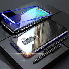 Coque Rebord Bumper Luxe Aluminum Metal Miroir 360 Degres Housse Etui M04 pour Samsung Galaxy S9 Plus Bleu