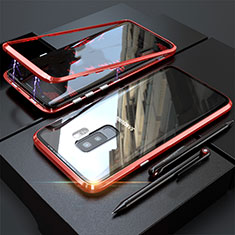 Coque Rebord Bumper Luxe Aluminum Metal Miroir 360 Degres Housse Etui M04 pour Samsung Galaxy S9 Plus Rouge