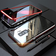 Coque Rebord Bumper Luxe Aluminum Metal Miroir 360 Degres Housse Etui M04 pour Samsung Galaxy S9 Plus Rouge et Noir