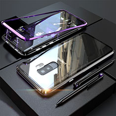 Coque Rebord Bumper Luxe Aluminum Metal Miroir 360 Degres Housse Etui M04 pour Samsung Galaxy S9 Plus Violet