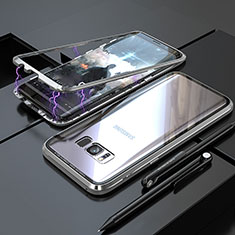 Coque Rebord Bumper Luxe Aluminum Metal Miroir 360 Degres Housse Etui M05 pour Samsung Galaxy S8 Argent