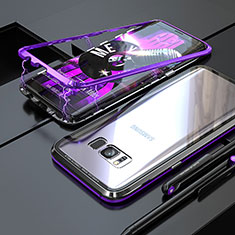 Coque Rebord Bumper Luxe Aluminum Metal Miroir 360 Degres Housse Etui M05 pour Samsung Galaxy S8 Plus Violet