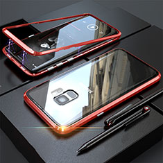 Coque Rebord Bumper Luxe Aluminum Metal Miroir 360 Degres Housse Etui M05 pour Samsung Galaxy S9 Rouge