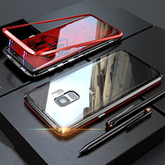 Coque Rebord Bumper Luxe Aluminum Metal Miroir 360 Degres Housse Etui M05 pour Samsung Galaxy S9 Rouge et Noir