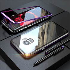 Coque Rebord Bumper Luxe Aluminum Metal Miroir 360 Degres Housse Etui M05 pour Samsung Galaxy S9 Violet