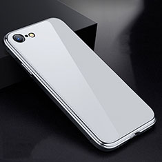 Coque Rebord Bumper Luxe Aluminum Metal Miroir 360 Degres Housse Etui pour Apple iPhone SE (2020) Blanc