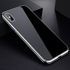 Coque Rebord Bumper Luxe Aluminum Metal Miroir 360 Degres Housse Etui pour Apple iPhone X Argent