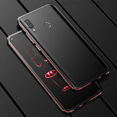 Coque Rebord Bumper Luxe Aluminum Metal Miroir 360 Degres Housse Etui pour Huawei P Smart+ Plus Rouge et Noir