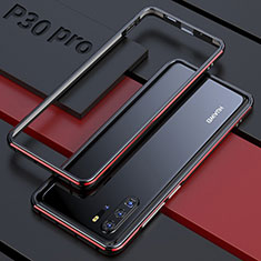 Coque Rebord Bumper Luxe Aluminum Metal Miroir 360 Degres Housse Etui pour Huawei P30 Pro New Edition Rouge et Noir