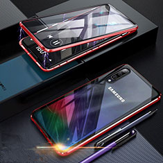 Coque Rebord Bumper Luxe Aluminum Metal Miroir 360 Degres Housse Etui pour Samsung Galaxy A70 Rouge