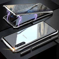 Coque Rebord Bumper Luxe Aluminum Metal Miroir 360 Degres Housse Etui pour Samsung Galaxy Note 10 Argent