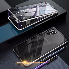 Coque Rebord Bumper Luxe Aluminum Metal Miroir 360 Degres Housse Etui pour Samsung Galaxy Note 10 Plus 5G Argent