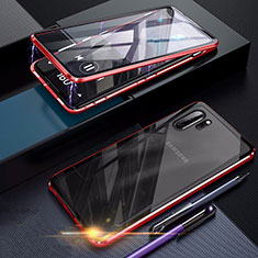 Coque Rebord Bumper Luxe Aluminum Metal Miroir 360 Degres Housse Etui pour Samsung Galaxy Note 10 Plus 5G Rouge