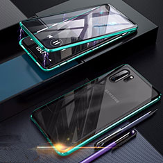 Coque Rebord Bumper Luxe Aluminum Metal Miroir 360 Degres Housse Etui pour Samsung Galaxy Note 10 Plus 5G Vert