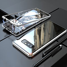 Coque Rebord Bumper Luxe Aluminum Metal Miroir 360 Degres Housse Etui pour Samsung Galaxy Note 8 Argent