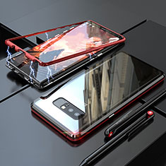 Coque Rebord Bumper Luxe Aluminum Metal Miroir 360 Degres Housse Etui pour Samsung Galaxy Note 8 Duos N950F Rouge et Noir