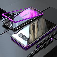 Coque Rebord Bumper Luxe Aluminum Metal Miroir 360 Degres Housse Etui pour Samsung Galaxy Note 8 Violet
