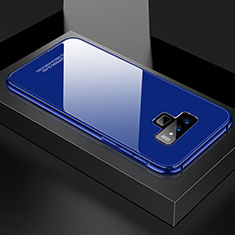 Coque Rebord Bumper Luxe Aluminum Metal Miroir 360 Degres Housse Etui pour Samsung Galaxy Note 9 Bleu
