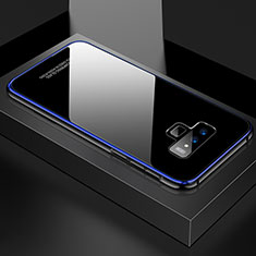 Coque Rebord Bumper Luxe Aluminum Metal Miroir 360 Degres Housse Etui pour Samsung Galaxy Note 9 Bleu et Noir