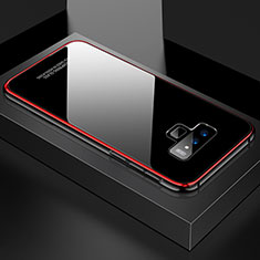 Coque Rebord Bumper Luxe Aluminum Metal Miroir 360 Degres Housse Etui pour Samsung Galaxy Note 9 Rouge et Noir
