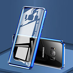 Coque Rebord Bumper Luxe Aluminum Metal Miroir 360 Degres Housse Etui pour Samsung Galaxy S8 Bleu