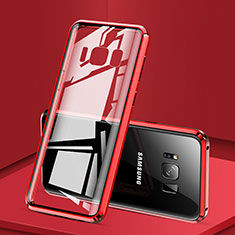 Coque Rebord Bumper Luxe Aluminum Metal Miroir 360 Degres Housse Etui pour Samsung Galaxy S8 Rouge