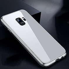 Coque Rebord Bumper Luxe Aluminum Metal Miroir 360 Degres Housse Etui pour Samsung Galaxy S9 Blanc