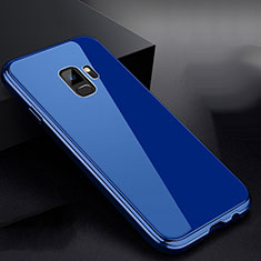 Coque Rebord Bumper Luxe Aluminum Metal Miroir 360 Degres Housse Etui pour Samsung Galaxy S9 Bleu