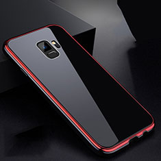 Coque Rebord Bumper Luxe Aluminum Metal Miroir 360 Degres Housse Etui pour Samsung Galaxy S9 Rouge et Noir