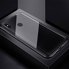 Coque Rebord Bumper Luxe Aluminum Metal Miroir 360 Degres Housse Etui pour Xiaomi Redmi Note 7 Noir