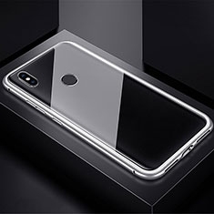 Coque Rebord Bumper Luxe Aluminum Metal Miroir 360 Degres Housse Etui pour Xiaomi Redmi Note 7 Pro Argent