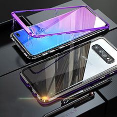 Coque Rebord Bumper Luxe Aluminum Metal Miroir Housse Etui A01 pour Samsung Galaxy S10 Plus Violet