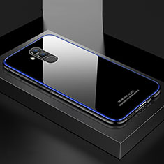 Coque Rebord Bumper Luxe Aluminum Metal Miroir Housse Etui M02 pour Huawei Mate 20 Lite Bleu