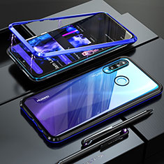 Coque Rebord Bumper Luxe Aluminum Metal Miroir Housse Etui pour Huawei P30 Lite Bleu