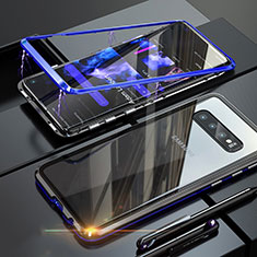 Coque Rebord Bumper Luxe Aluminum Metal Miroir Housse Etui pour Samsung Galaxy S10 5G Bleu