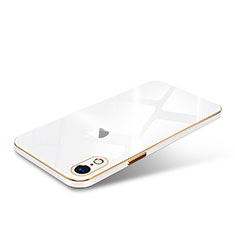 Coque Rebord Contour Silicone et Vitre Luxe Transparente Miroir Housse Etui pour Apple iPhone XR Blanc