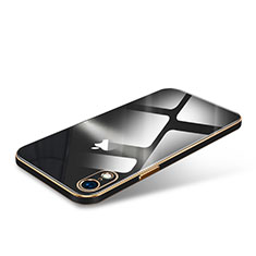 Coque Rebord Contour Silicone et Vitre Luxe Transparente Miroir Housse Etui pour Apple iPhone XR Noir