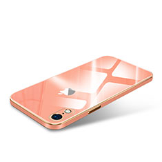 Coque Rebord Contour Silicone et Vitre Luxe Transparente Miroir Housse Etui pour Apple iPhone XR Orange