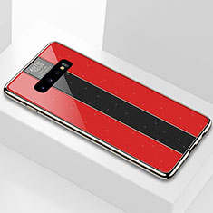 Coque Rebord Contour Silicone et Vitre Miroir Housse Etui A01 pour Samsung Galaxy S10 5G Rouge