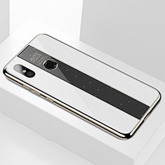 Coque Rebord Contour Silicone et Vitre Miroir Housse Etui A01 pour Xiaomi Mi 8 Blanc