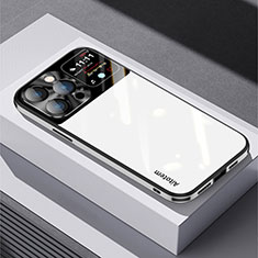 Coque Rebord Contour Silicone et Vitre Miroir Housse Etui AT1 pour Apple iPhone 13 Pro Max Blanc