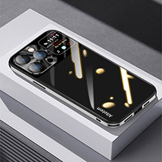 Coque Rebord Contour Silicone et Vitre Miroir Housse Etui AT1 pour Apple iPhone 13 Pro Max Noir