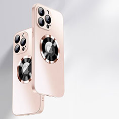 Coque Rebord Contour Silicone et Vitre Miroir Housse Etui avec Mag-Safe Magnetic Magnetique pour Apple iPhone 14 Pro Max Or Rose