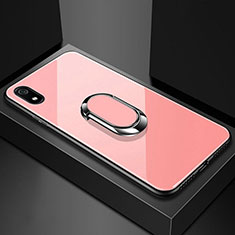 Coque Rebord Contour Silicone et Vitre Miroir Housse Etui avec Support Bague Anneau Magnetique A01 pour Xiaomi Redmi 7A Or Rose