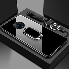 Coque Rebord Contour Silicone et Vitre Miroir Housse Etui avec Support Bague Anneau Magnetique pour Vivo Nex 3 5G Noir